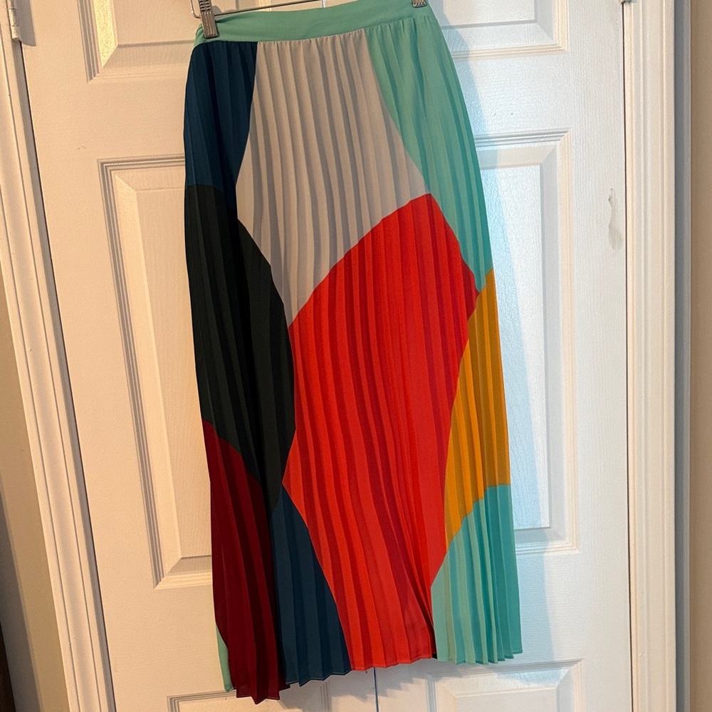 Skies Are Blue Colorful Pleated Maxi Skirt